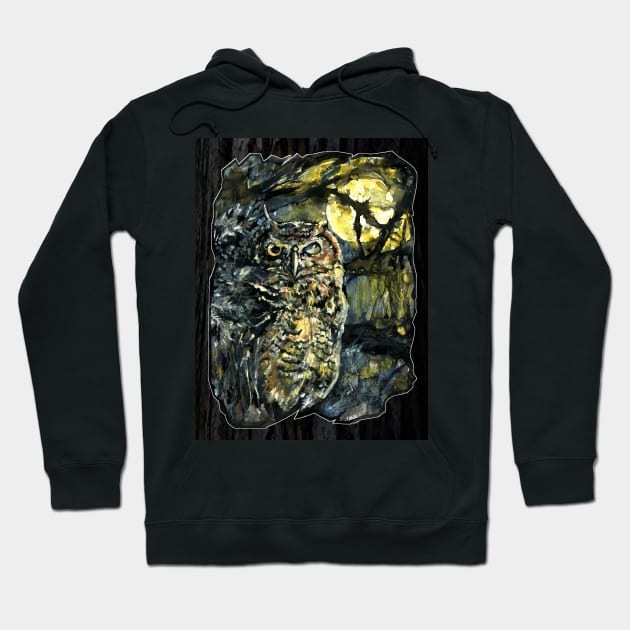 Forest Sage Great Horned Owl Hoodie by 10000birds